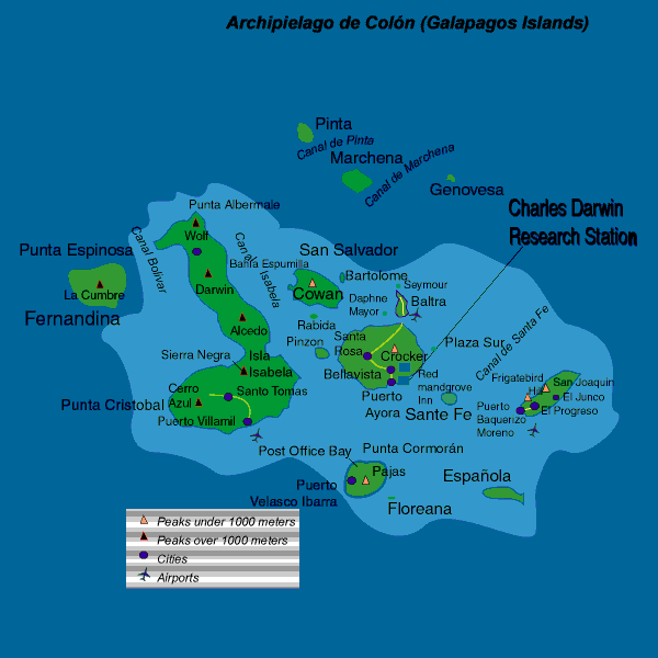 Karte der Galapagos Inseln